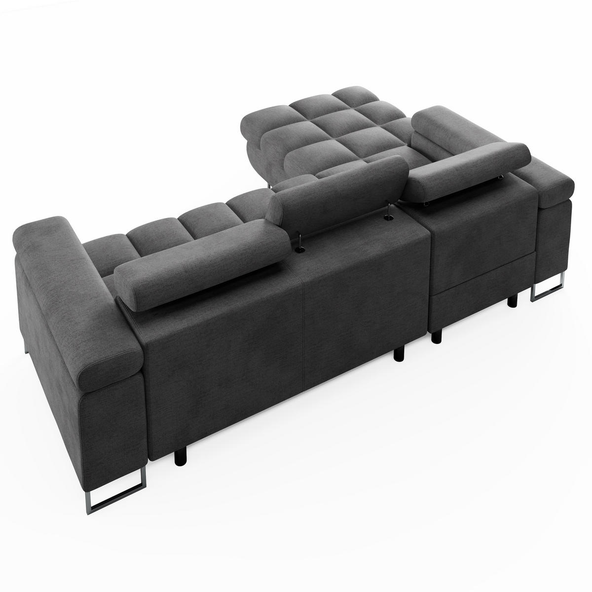 ECKSOFA CLOUD Links Hellrosa L-Form Velours-Stoff mit Schlaffunktion und Bettkasten - Chromfarben/Pink, Holz/Metall (235/275cm) - Barchello