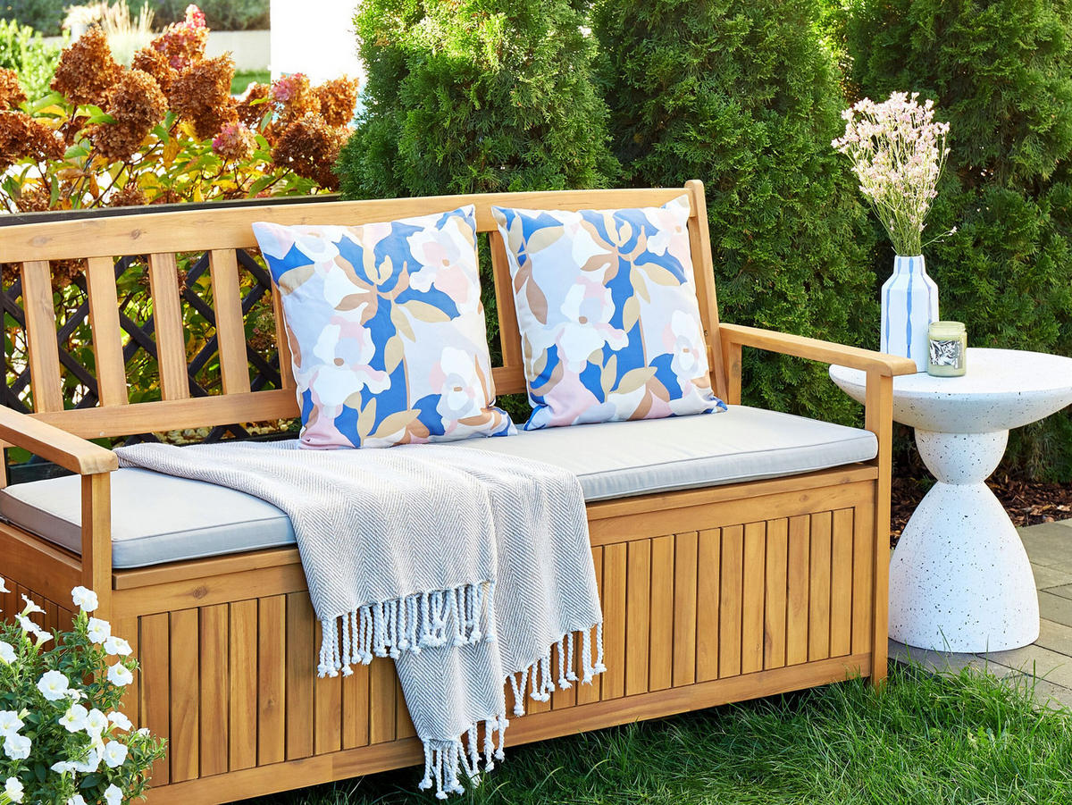 GARTENKISSEN 2er-Set Blumenmuster mehrfarbig 45/45 cm Verezzi - Multicolor, Textil (45/45cm) - Beliani