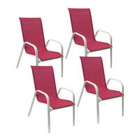 GARTENSTÜHLE Marbella Rosa und Weiß 4er-Set - Rosa, Kunststoff (56.5/92.5/76cm) - Happy Garden