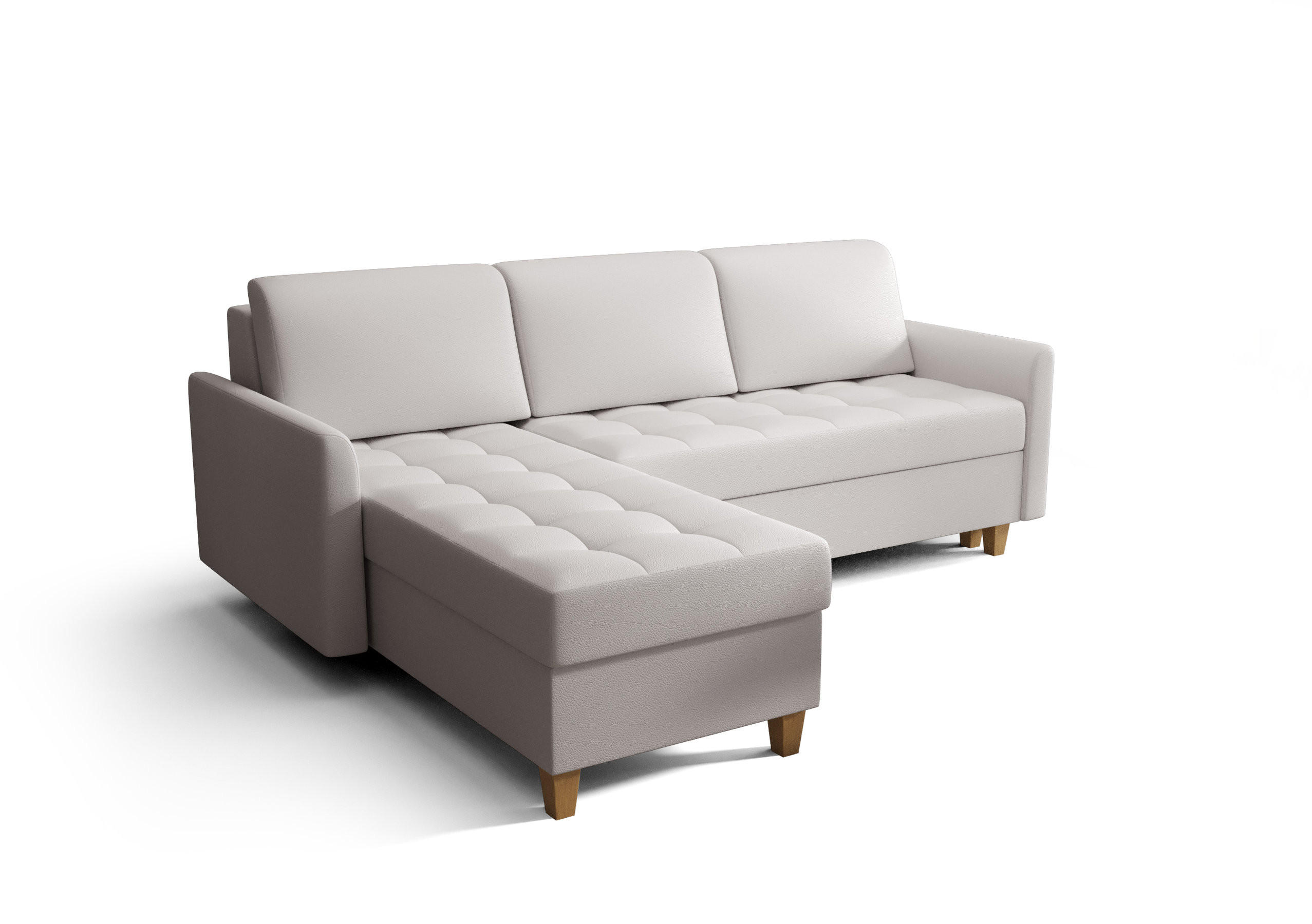 ECKSOFA KONGO RBN08, Eckcouch in L-Form mit Schlaffunktion, Farbe: Wiess, Kunstleder, Ottomane Links - Weiß, Textil (240/180cm) - O-Sofa