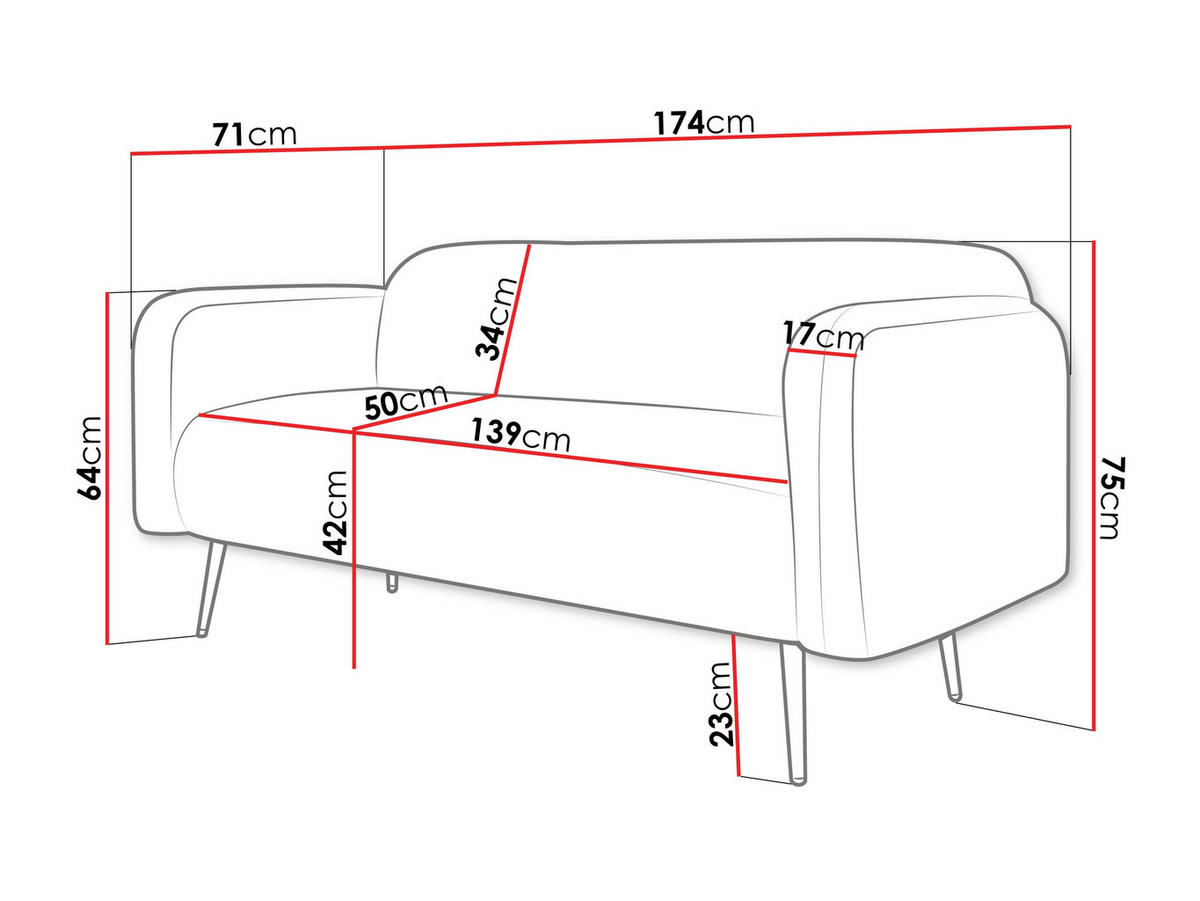 SOFA Nami 2 - Beige/Goldfarben, Holz/Textil (174/75/71cm) - MIRJAN24