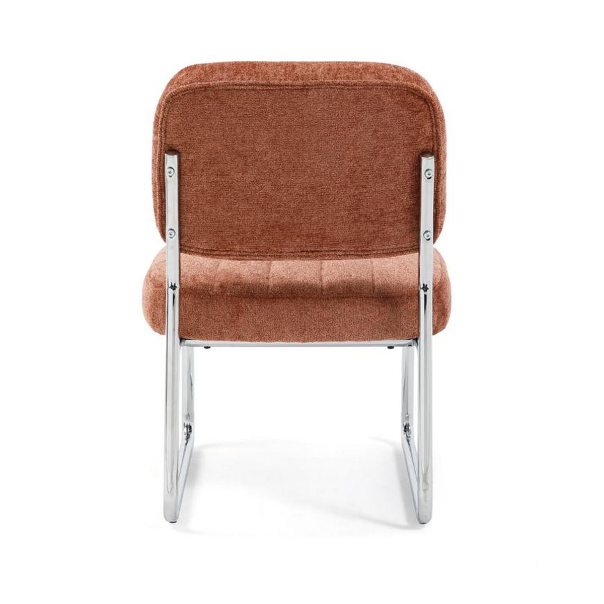 SESSEL terrakotta gepolstert verchromte Beine und Chenille-Stoff - PAOLA - Rot/Braun, Textil/Metall (56/77/70cm) - Sicaan