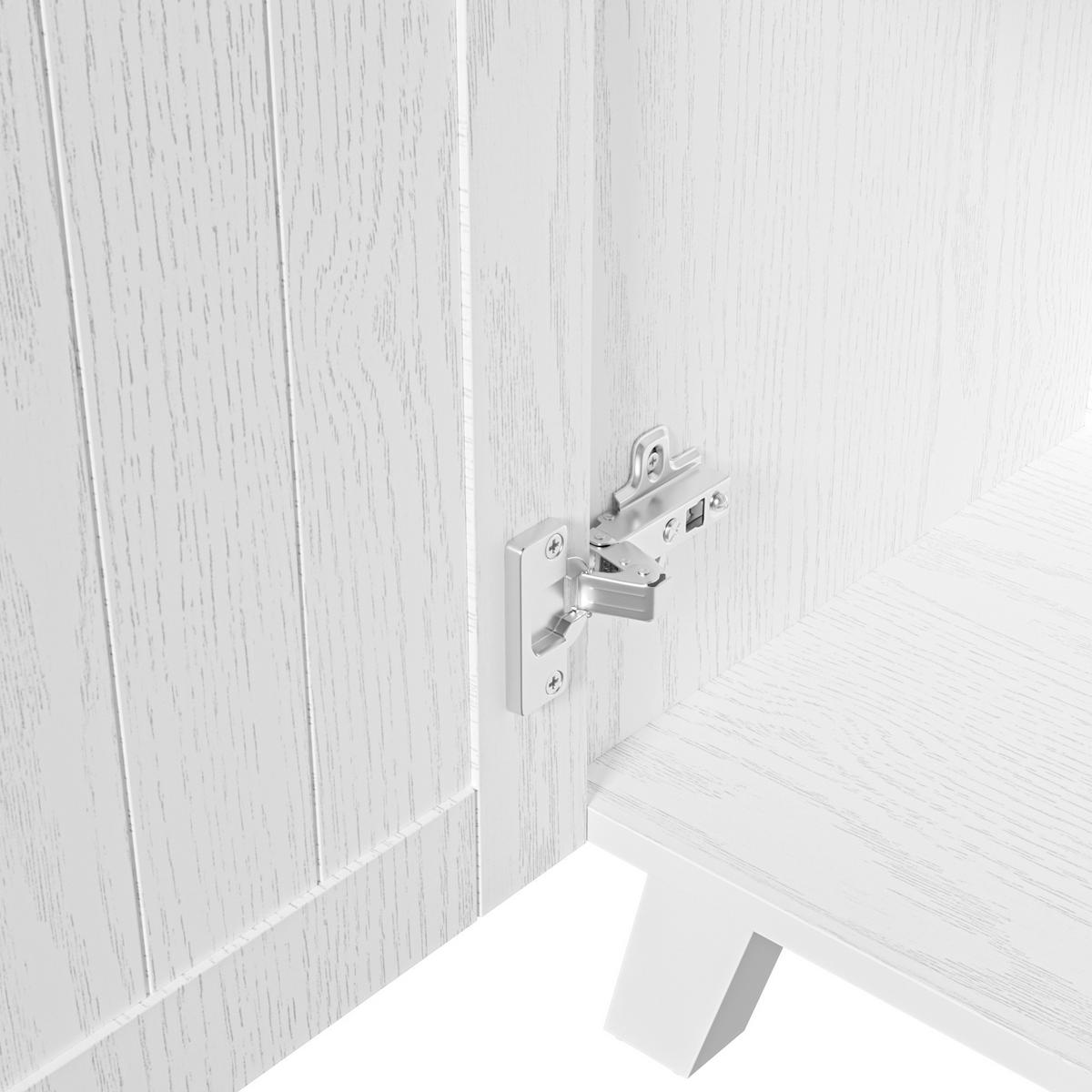 GESCHIRRSCHRANK aus Spanplatte 114x40x190 cm in Weiß/Braun mit Glastüren - Weiß, Holzwerkstoff (114/190/40cm) - Modfu
