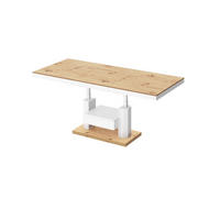 COUCHTISCH rechteckig höhenverstellbar ausziehbar Schublade 120/75/56 cm - Weiß Hochglanz/Eiche Artisan, Holzwerkstoff (75/120/56cm) - designimpex