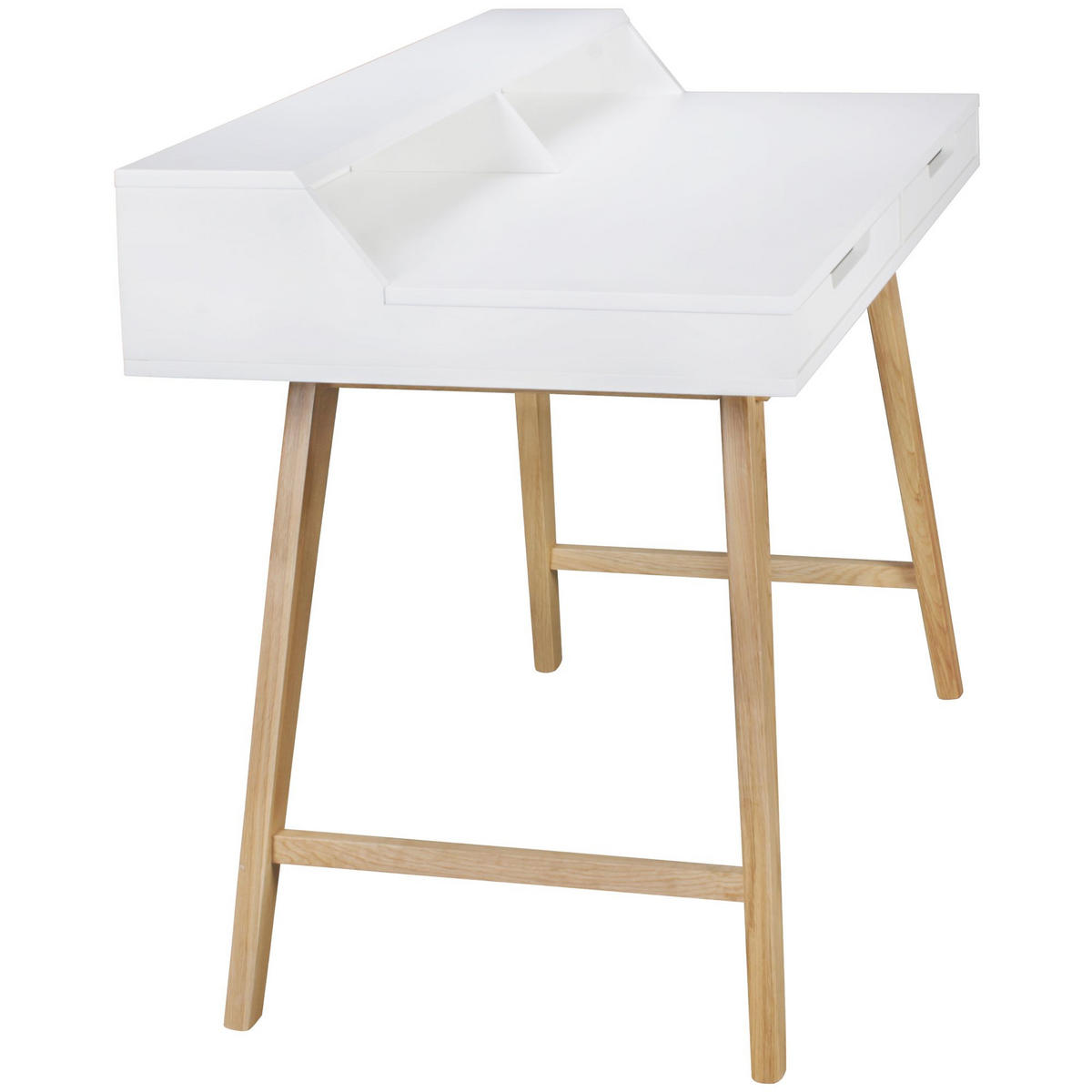 SCHREIBTISCH – Retro Look, große Arbeitsfläche, modern - Beige/Weiß, Eichenholz/Holz (60/110/85cm) - KADIMA DESIGN