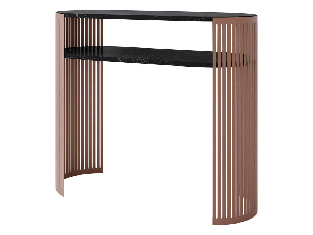 KONSOLENTISCH Fikoli Ember - Messingfarben/Schwarz, Holzwerkstoff/Metall (30/100/86cm) - MIRJAN24