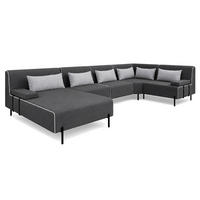 GARTENSOFA BORNEO XL Wetterfest 370x222x86 cm, Rechts, Solide Konstruktion, HR-Schaumfüllung, Wetterfeste Bezugstoff, Dunkelgrau - Dunkelgrau, Holz/Metall (370/86/222cm) - Trada