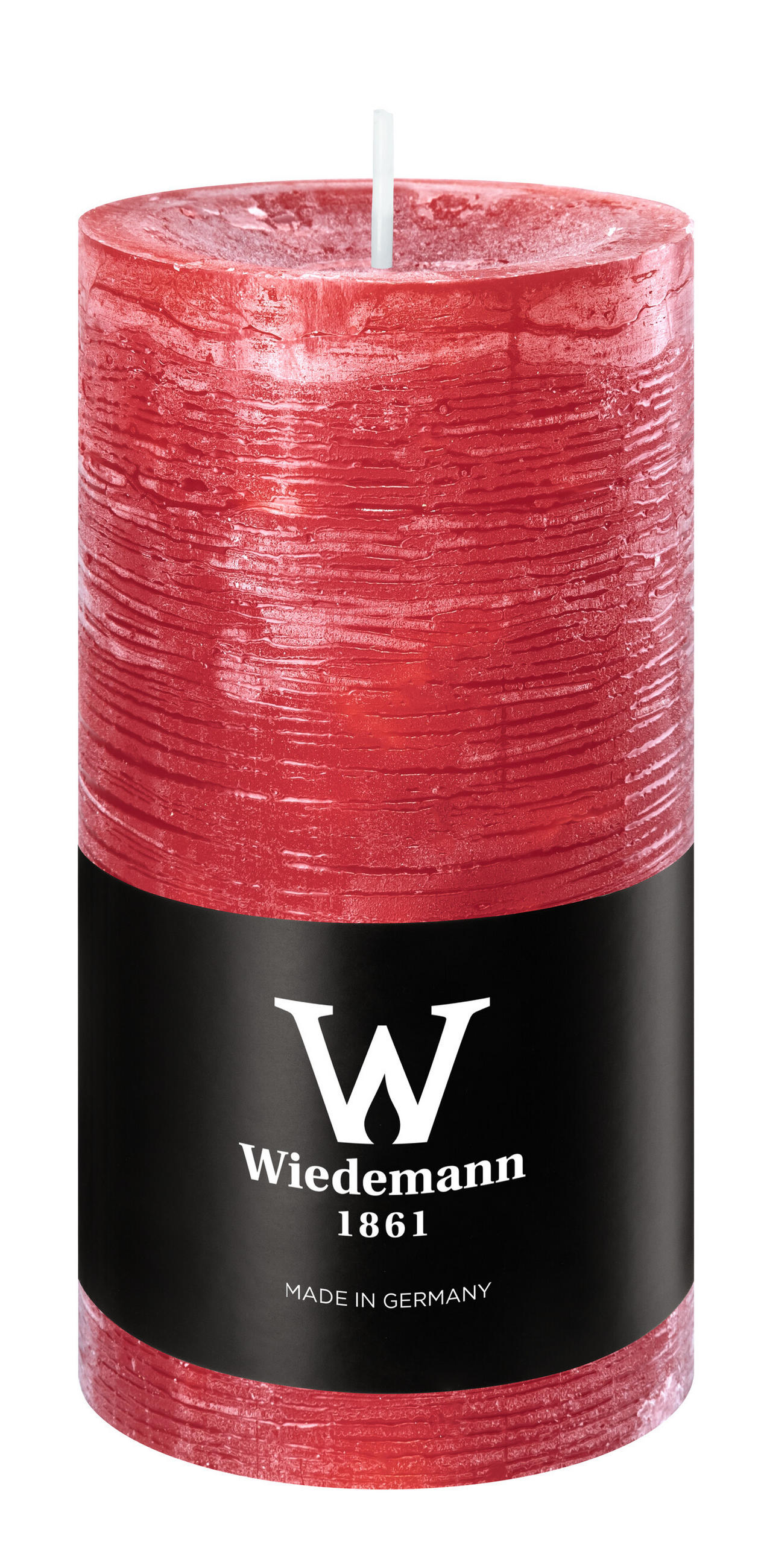 STUMPENKERZE Rustik Marble Style Rubin Rot 120 x Ø 58 mm, 1 Stück - Rot, Paraffin (6/12cm) - Wiedemann Kerzen