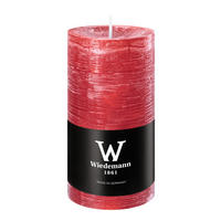 STUMPENKERZE Rustik Marble Style Rubin Rot 120 x Ø 58 mm, 1 Stück - Rot, Paraffin (6/12cm) - Wiedemann Kerzen