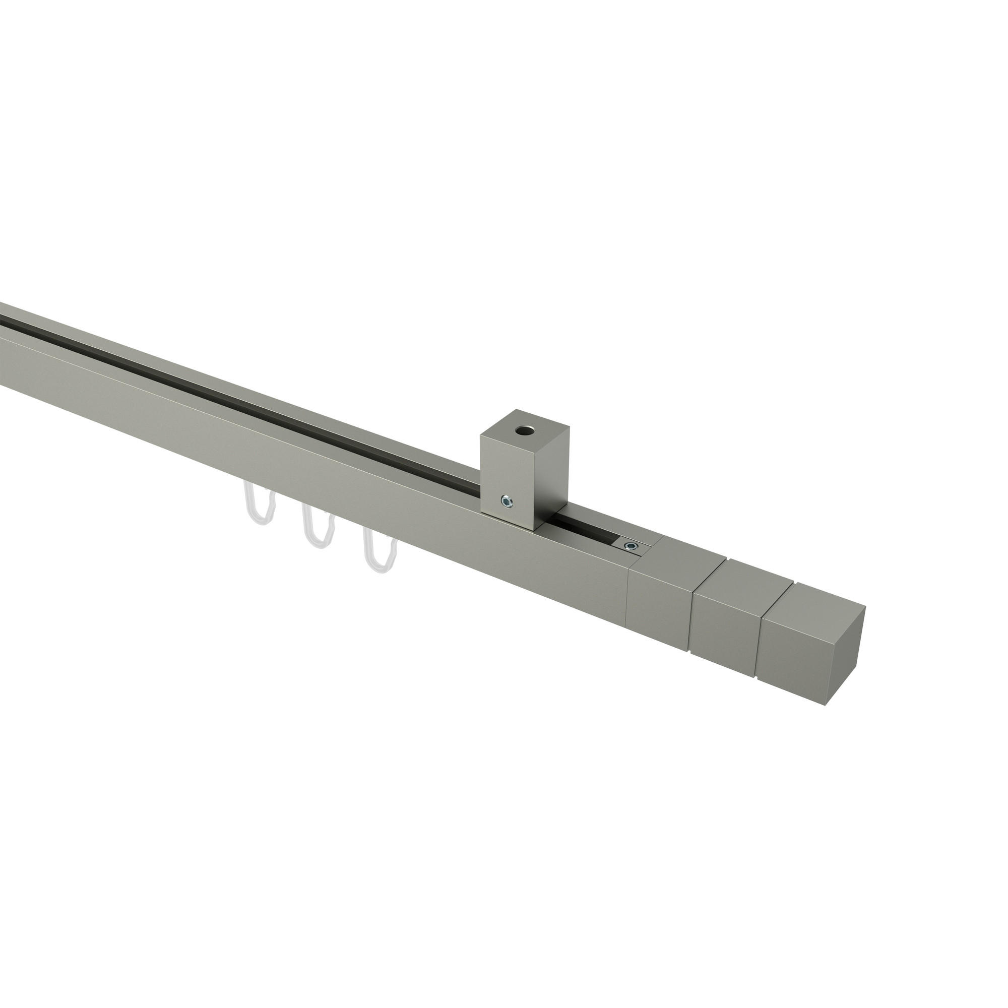 GARDINENSTANGE INNENLAUF Quadline Cubes 100 cm, 1-läufig, 20x20 mm Satin-Silber - Silberfarben, Metall (100cm) - INTERDECO
