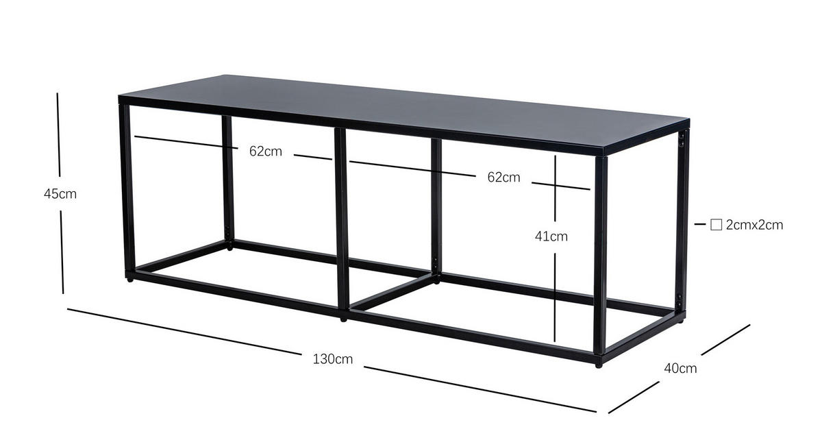 SITZBANK Metall Schwarz - Schwarz, Metall (130/45/40cm) - Nordlys