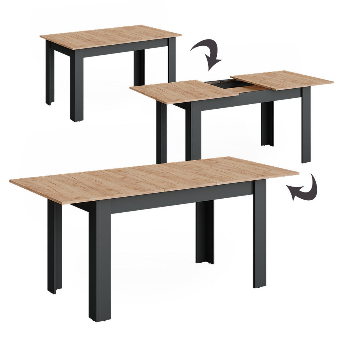 JÍDELNÍ STŮL Repose Antracit/zlatý dub - antracitová, kompozitní dřevo (80/180/76cm) - Vicco