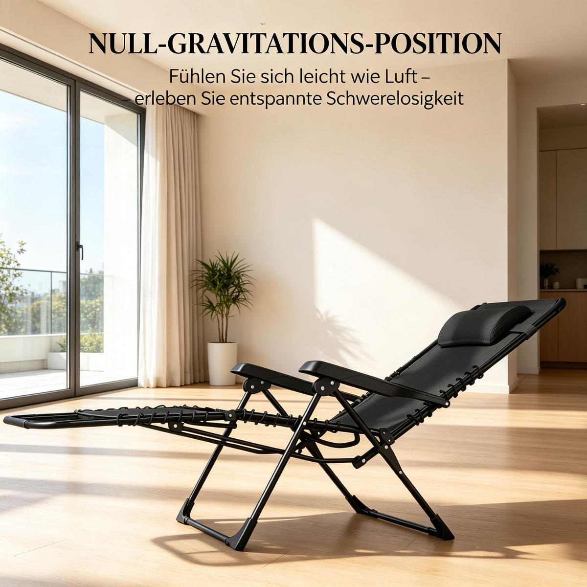 GARTENMÖBEL,2 Liegestühle+1 Tisch - Schwarz, Metall - Vallsero