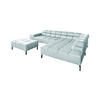 ECKSOFA NELSON Hellblau Leder Relaxfunktion - Schwarz/Hellblau, Leder/Metall (321/216cm) - KAWOLA