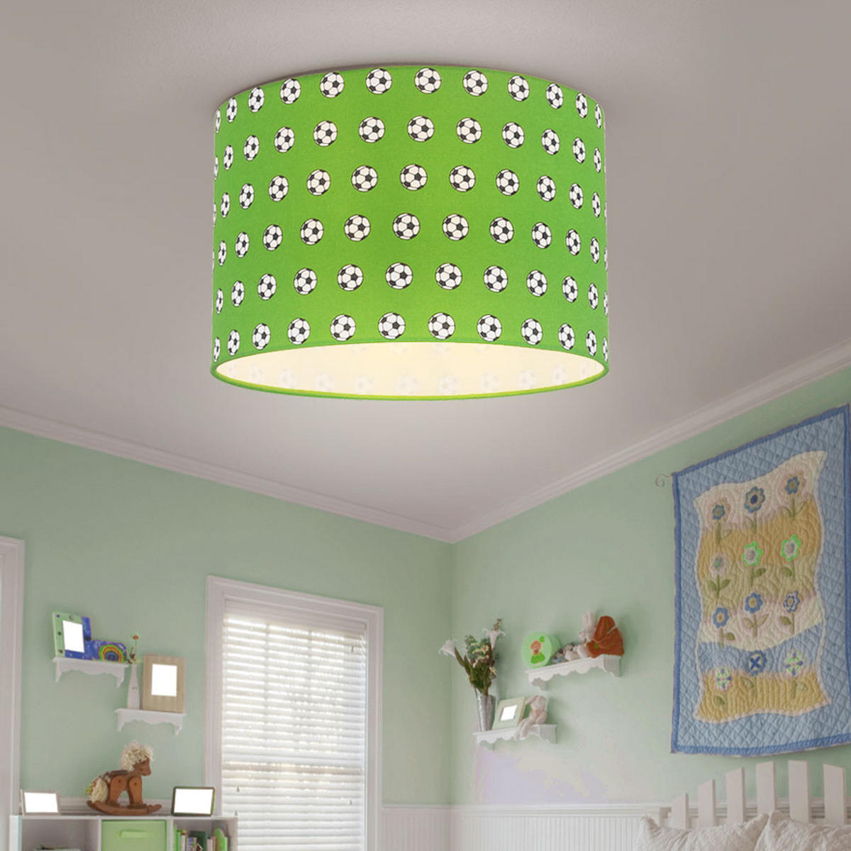 KINDERDECKENLEUCHTE Metall Grün - Grün, Metall (30/30/25.5cm) - Globo Lighting