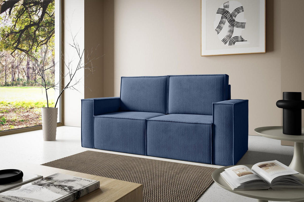 SOFA Orto Dunkelblau, Zweisitzer Polstersofa - Dunkelblau, Holzwerkstoff/Textil (178/93/82cm) - Bettso