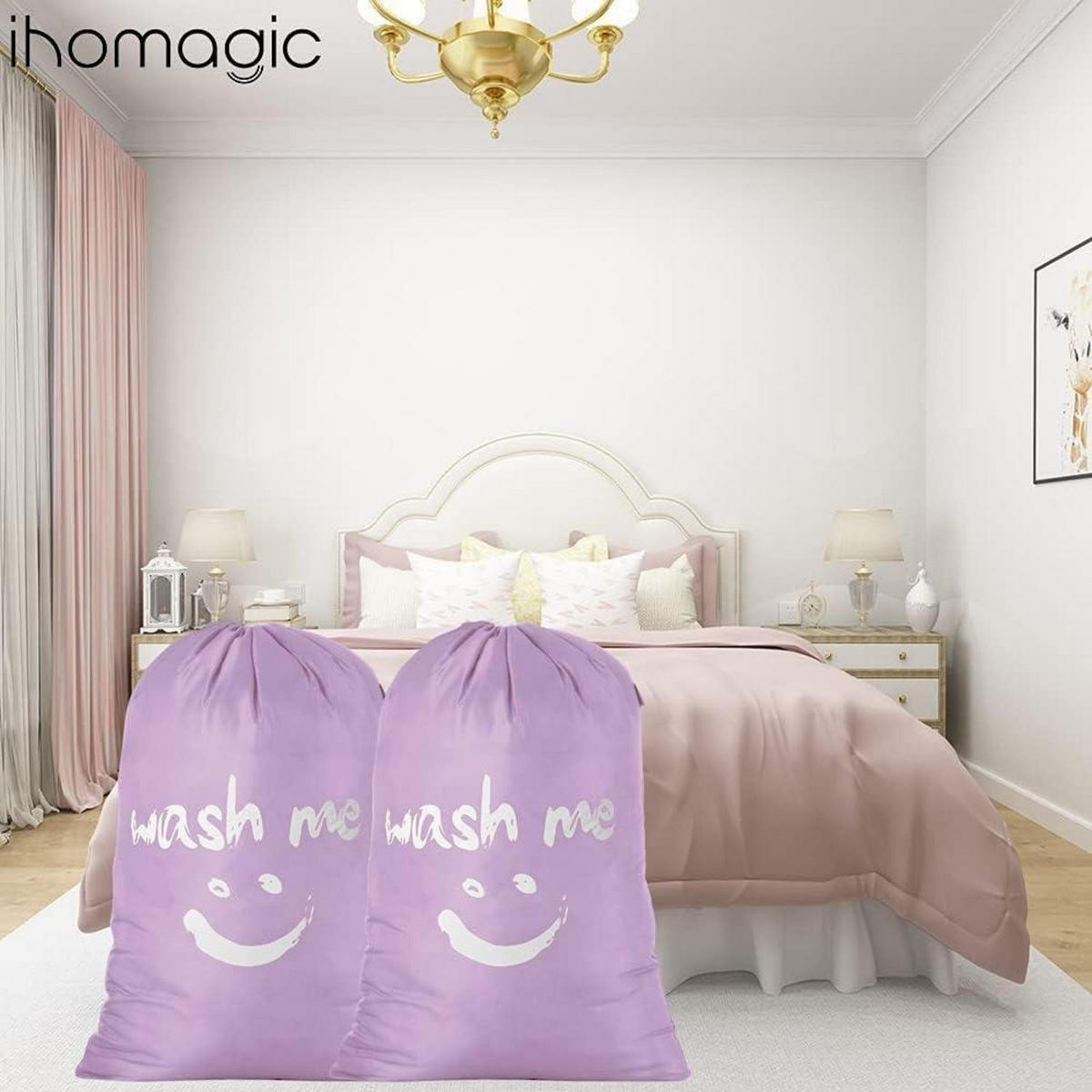 WÄSCHESACK 120 L Violett 61x92 cm - Lila, Textil (63/93/93cm)