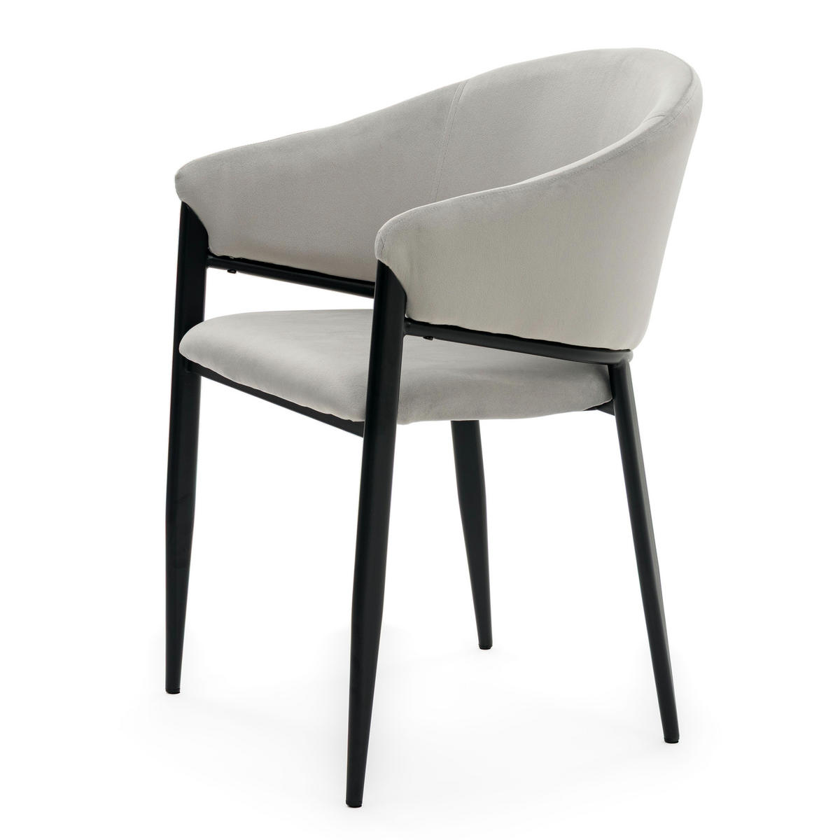 STUHL BUENO gespolsterter - hellgrau - Glamour Velour Samt - Hellgrau/Schwarz, Textil/Metall (57/81/59cm) - NEW HOME