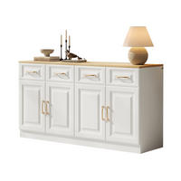 SIDEBOARD 140/40/75 cm Weiß/Eiche aus Spanplatte mit 4 Schubladen und 4 Türen - Weiß, Holzwerkstoff (40/75/140cm) - OKMYHOME