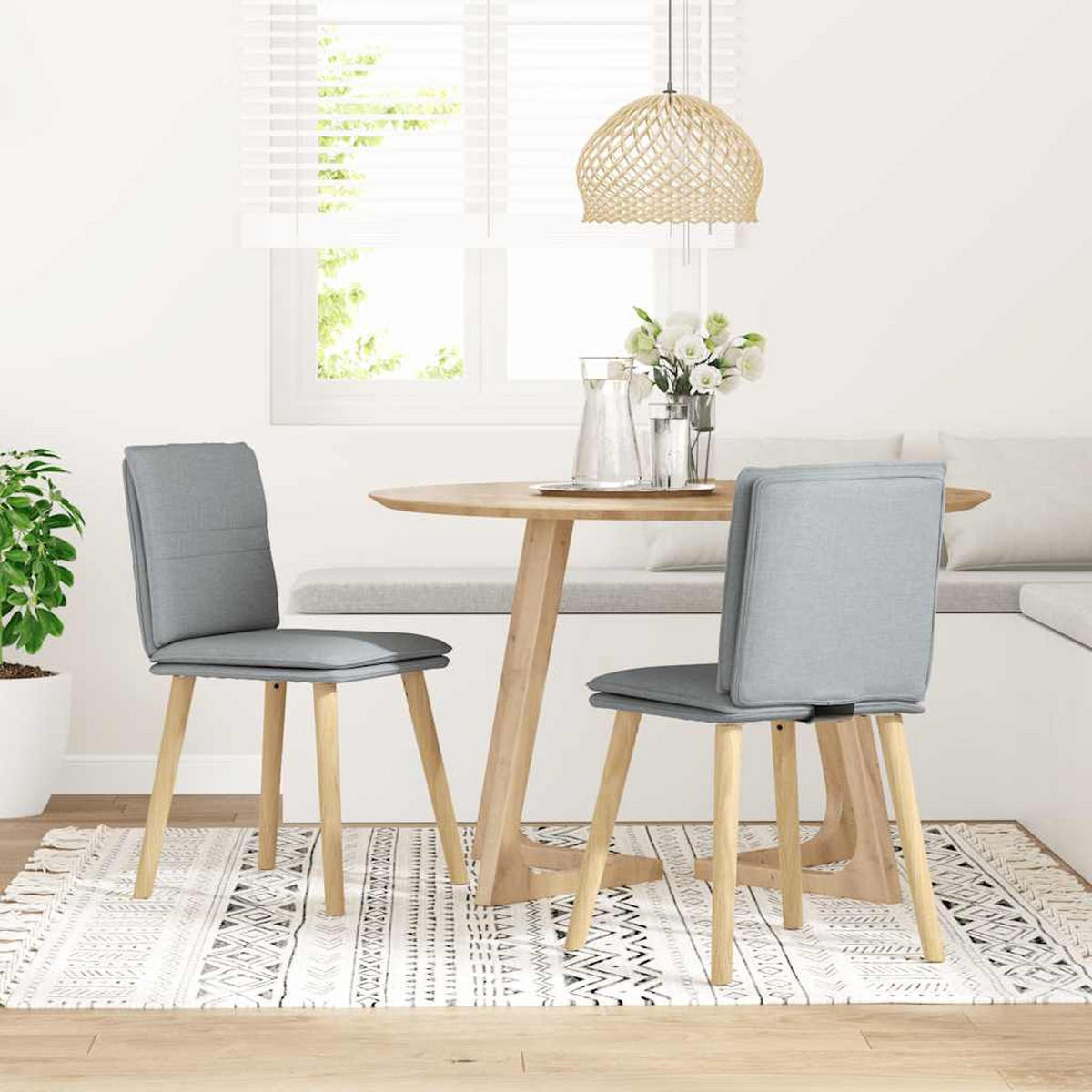 ESSZIMMERSTÜHLE 2 Stk. Hellgrau Stoff 45*54*86cm - Hellgrau, Metall (45/86/54cm) - ZMH