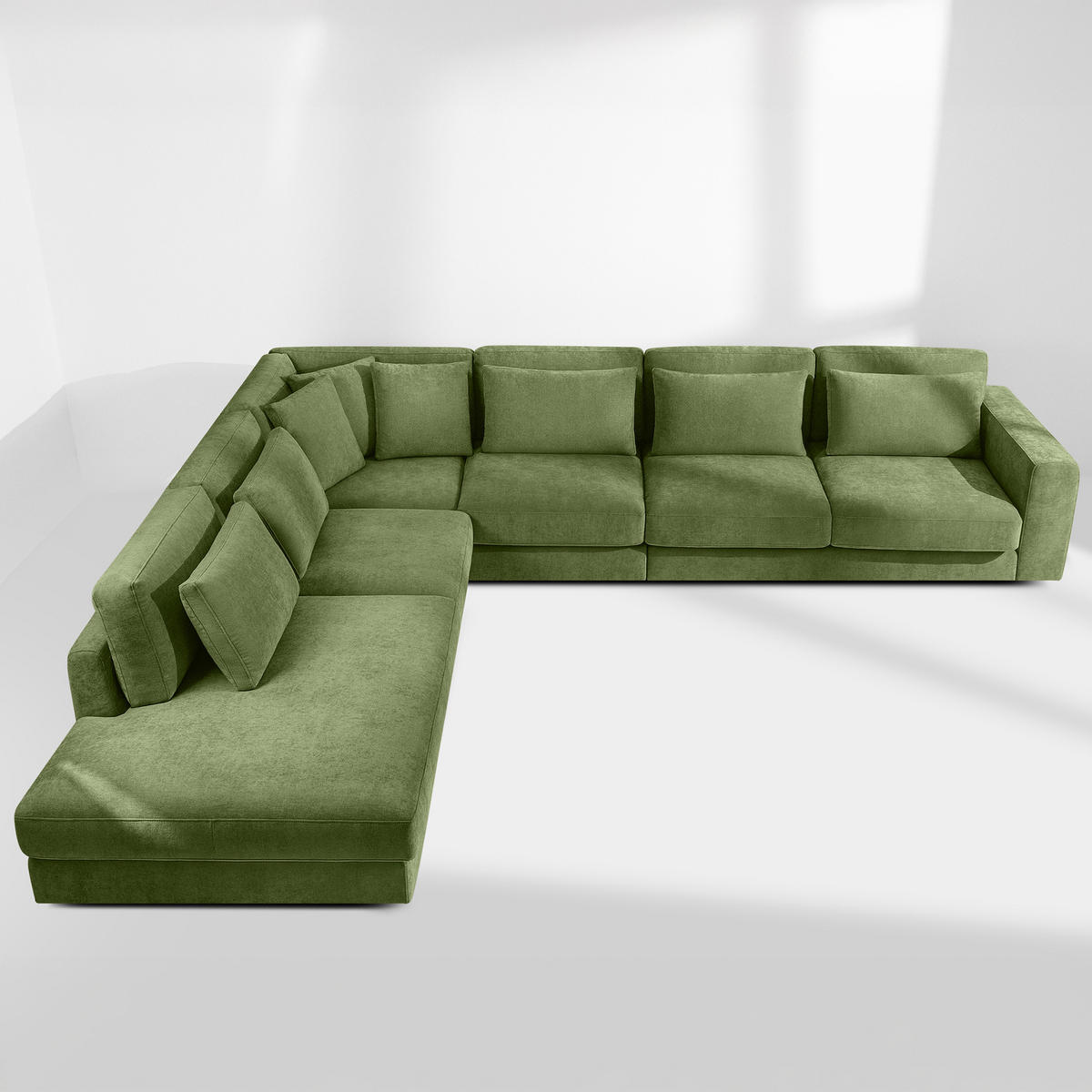 ECKSOFA XL links VERUS - Grün, Holz/Holzwerkstoff (377/328cm) - KONSIMO®