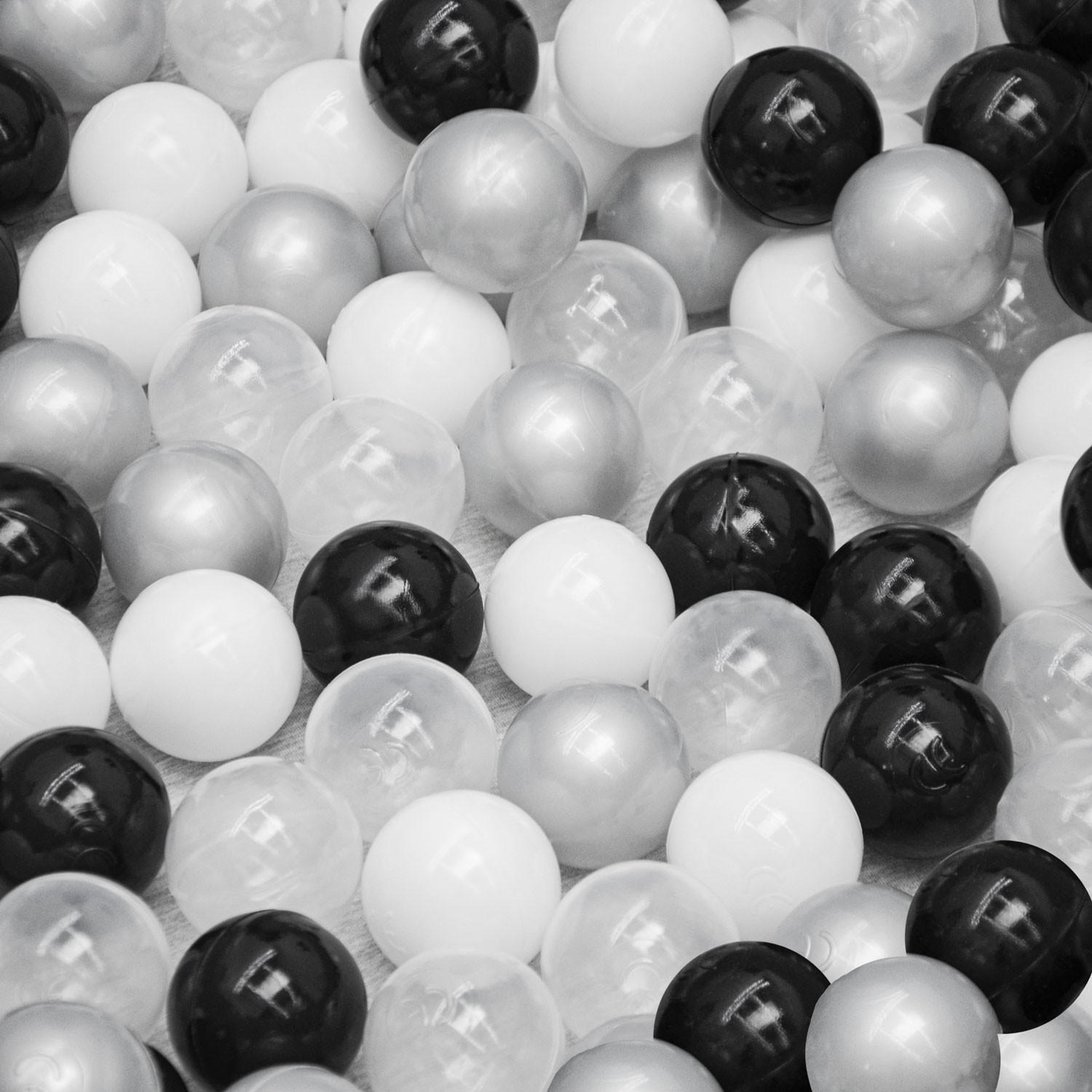 BÄLLEBAD-BÄLLE 200 Stück, Schwarz/Grau/Weiß/Transparent, 5.5 cm - Schwarz, Kunststoff (5.5/5.5/1cm) - Littletom