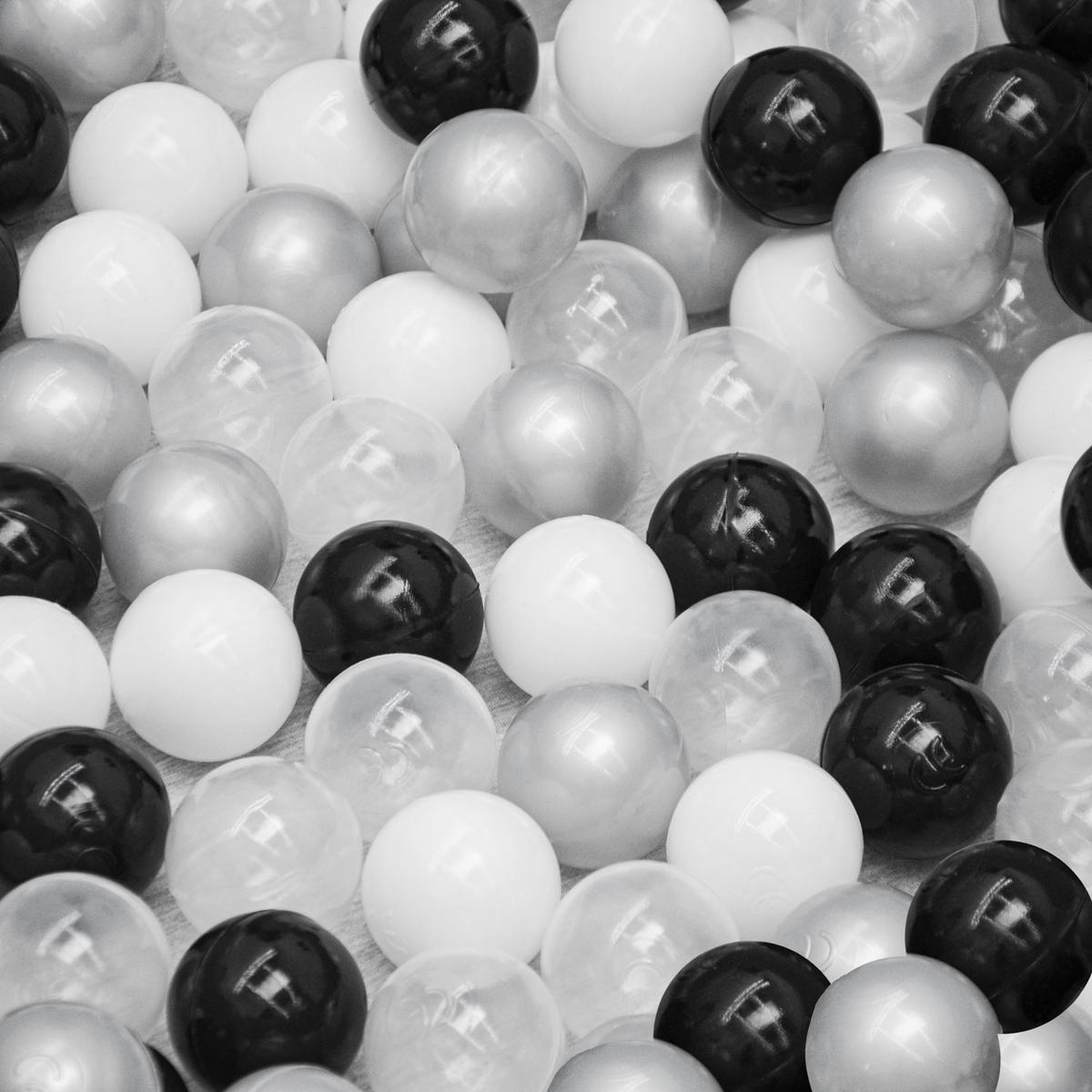 BÄLLEBAD-BÄLLE 200 Stück, Schwarz/Grau/Weiß/Transparent, 5.5 cm - Schwarz, Kunststoff (5.5/5.5/1cm) - Littletom