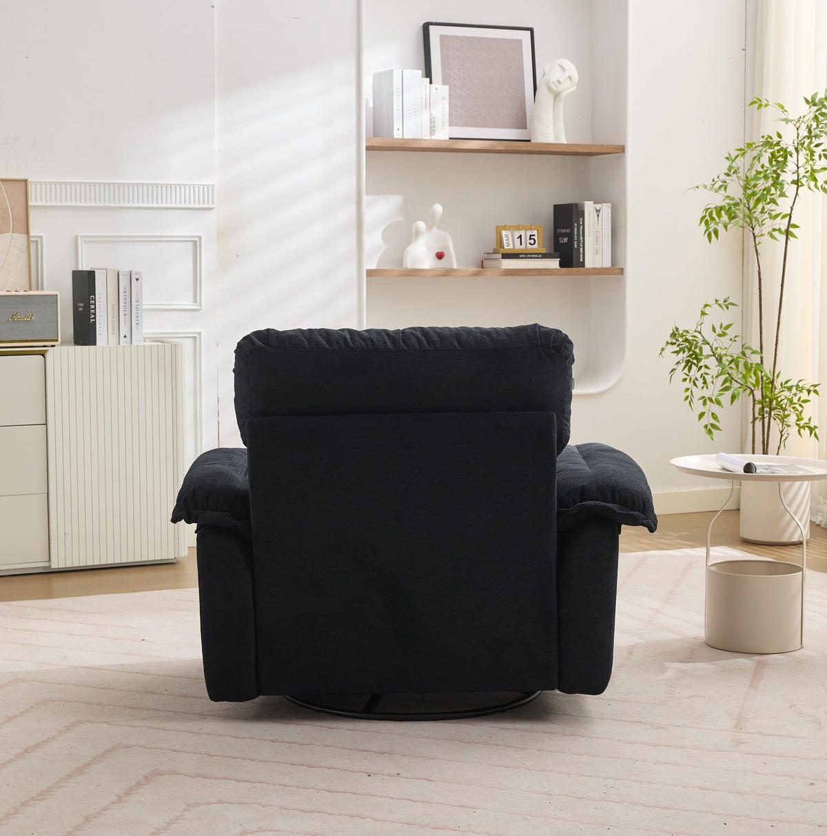 SESSEL mit 360°-Drehfunktion Chenille Black - Schwarz, Metall (84/96/116cm) - Meubliv