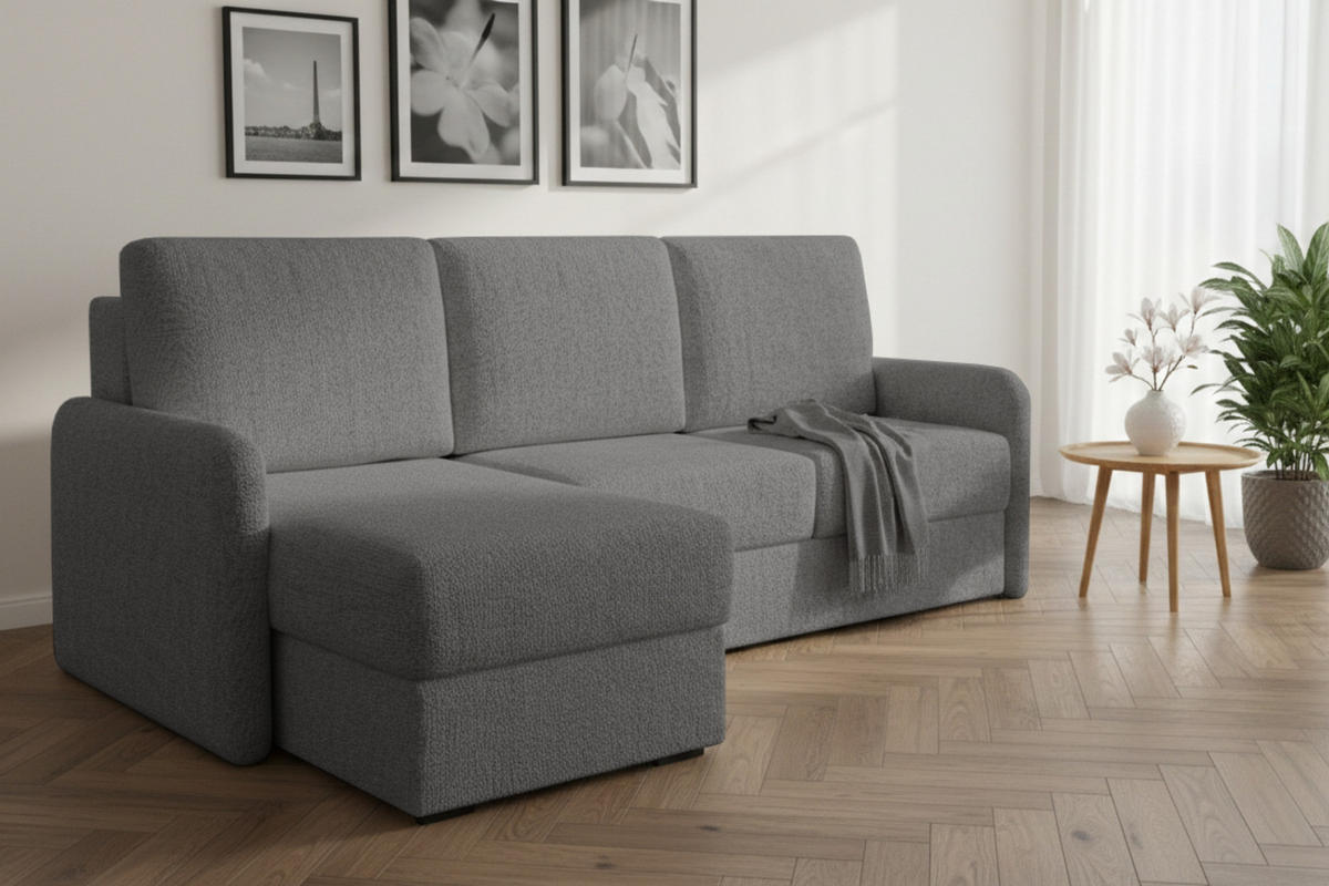 ECKSOFA BIANCO 215 cm breit in Stoff Dunkelgrau links - Dunkelgrau, Holzwerkstoff/Textil (215/145cm) - Deine Möbel 24