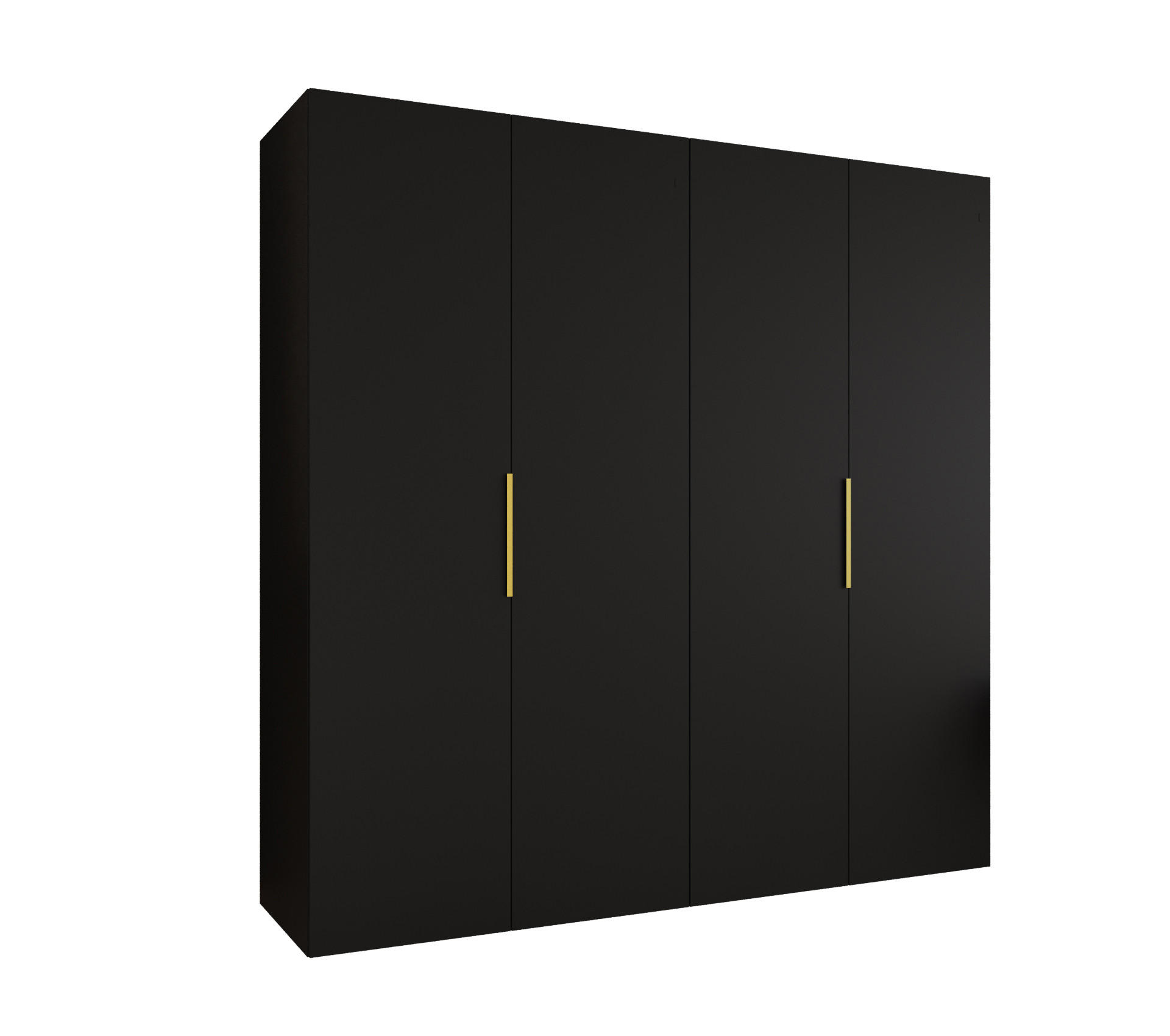Möbel Kryspol Drehtürenschrank Schwarz, Gold 200x202x52 cm