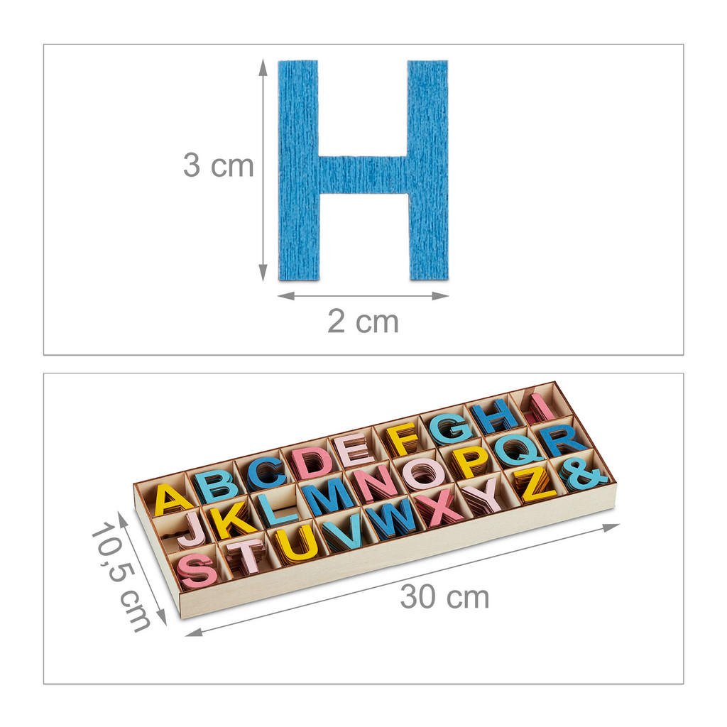 Thumbnail - Relaxdays 324Tlg.holzbuchstaben-Set, Mehrfarbig, Holz, 10.5x2.5x30 cm, Spielzeug, Kinderspielzeug, Malen & Basteln