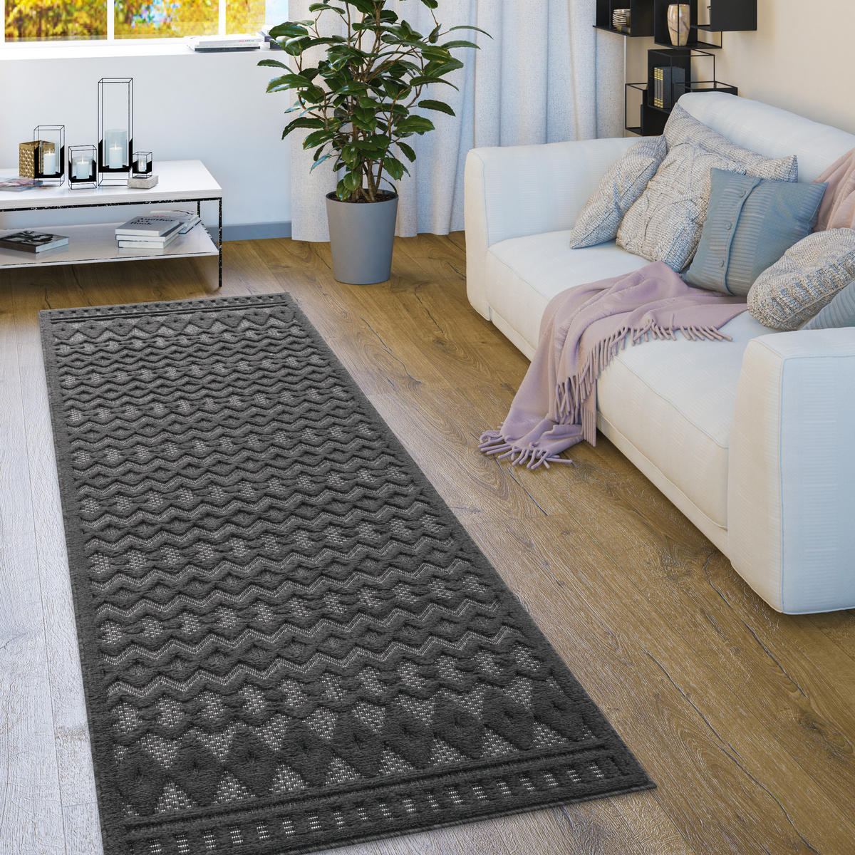 OUTDOORTEPPICH 80/250 cm Livorno 671 - Anthrazit, Textil (80/250cm) - Paco Home