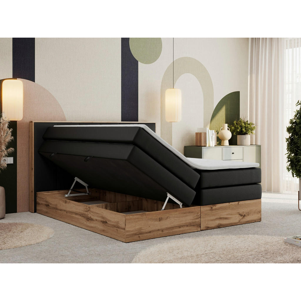 Thumbnail - MKS Boxspringbett, Schwarz, Textil, 2-Sitzer, H4, Rechteckig, 160x200 cm, Oeko-Tex®, Schlafzimmer, Betten, Boxspringbett...