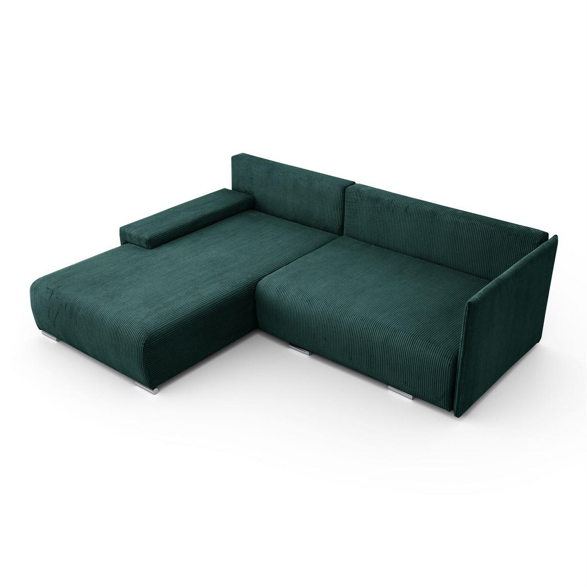 ECKSOFA LAVIO L mit Schlaffunktion und Bettzeugkasten Linke - Grün, Textil (246/188cm) - Lookway