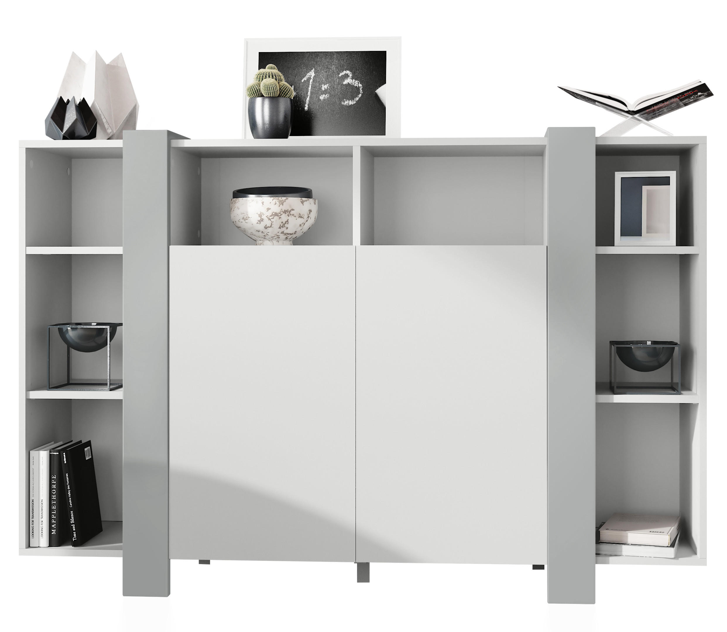 HIGHBOARD Ida Blenden in Hellgrau seidenmatt - Greige, Holzwerkstoff (149/101/34cm) - Vladon