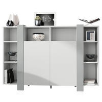 HIGHBOARD Ida Blenden in Hellgrau seidenmatt - Greige, Holzwerkstoff (149/101/34cm) - Vladon