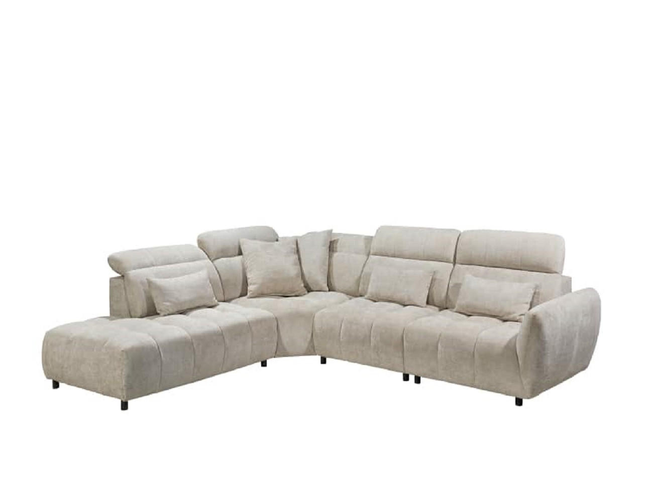 ECKSOFA mit verstellbaren Kopflehnen und Nosagfederung - Beige, Textil (339/285cm) - ed exciting design
