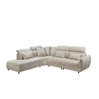 ECKSOFA mit verstellbaren Kopflehnen und Nosagfederung - Beige, Textil (339/285cm) - ed exciting design