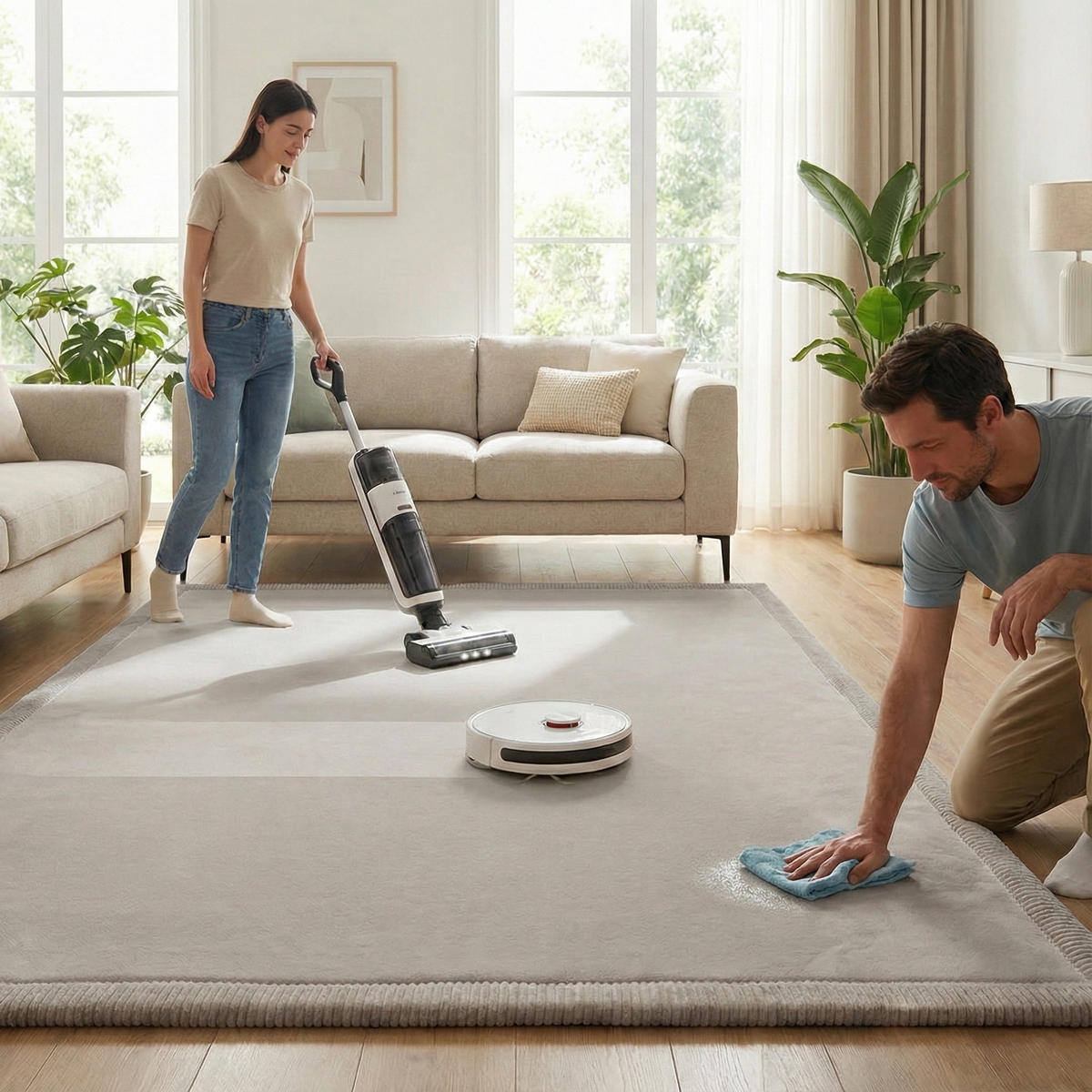 KRABBELTEPPICH samtweich, kuschelig und ÖKO-TEX zertifiziert - Hellgrau 200x300cm - Hellgrau, Textil (300/200cm) - Sanosoft