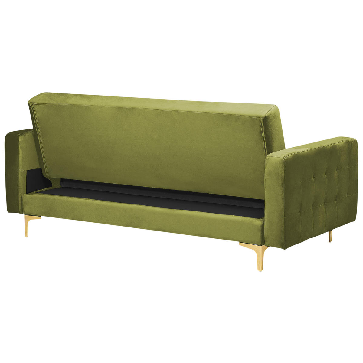 3-SITZER-SCHLAFSOFA Samtstoff grün Aberdeen - Goldfarben/Grün, Textil (186/83/88cm) - Beliani