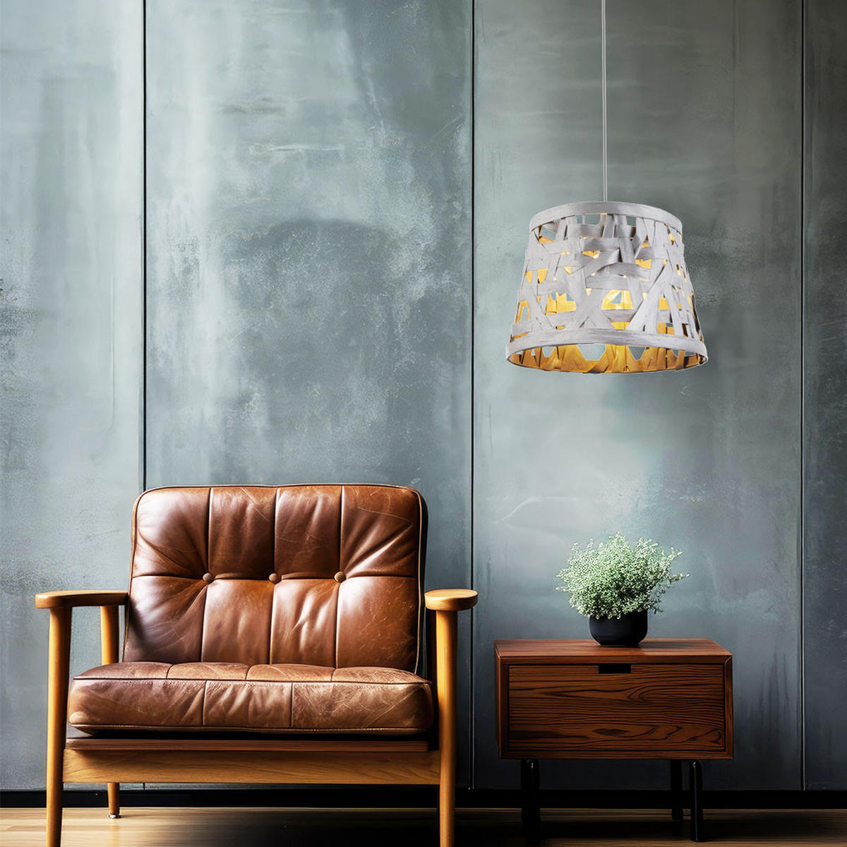 HÄNGELEUCHTE SALVADOR Textil Grau - Grau, Metall (35/35/144cm) - Globo Lighting