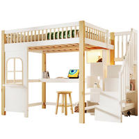 HOCHBETT 140/200 cm Weiß/Natur aus Kiefernholz und MDF mit Schreibtisch - Weiß, Holz (140/200cm) - OKMYHOME