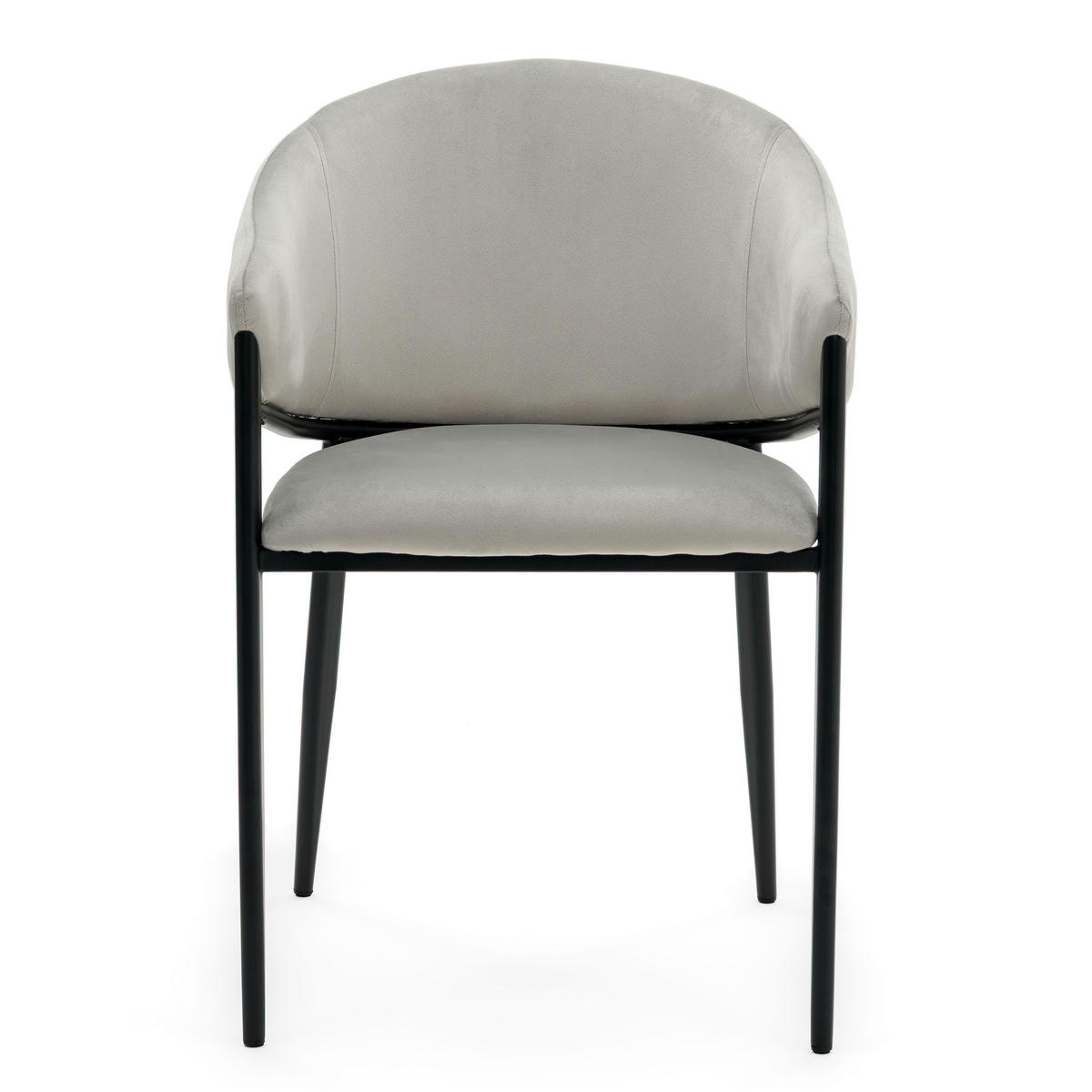 STUHL BUENO gespolsterter - hellgrau - Glamour Velour Samt - Hellgrau/Schwarz, Textil/Metall (57/81/59cm) - NEW HOME