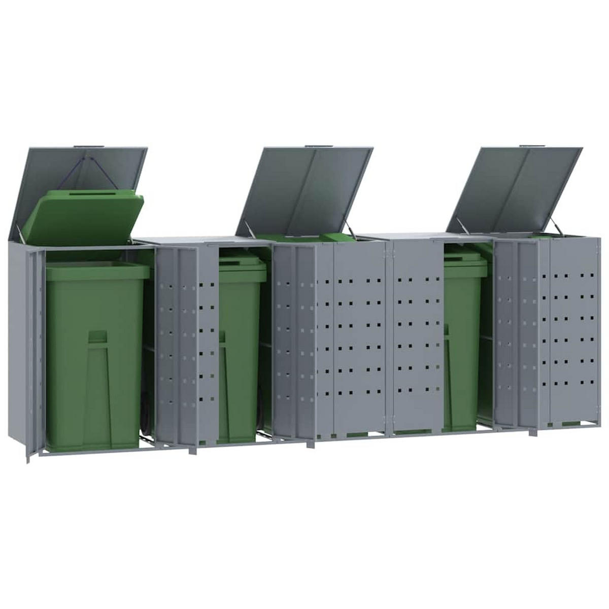 MÜLLTONNENBOX Gorilo für 5 Tonnen Grau 345x79x117 cm - Grau, Metall (345/117/79cm) - DELUKE