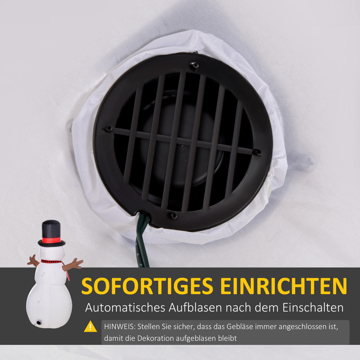 AUFBLASBARER Schneemann, Polyester, Weiß+Schwarz - Multicolor, Kunststoff (80/182/100cm) - HOMCOM