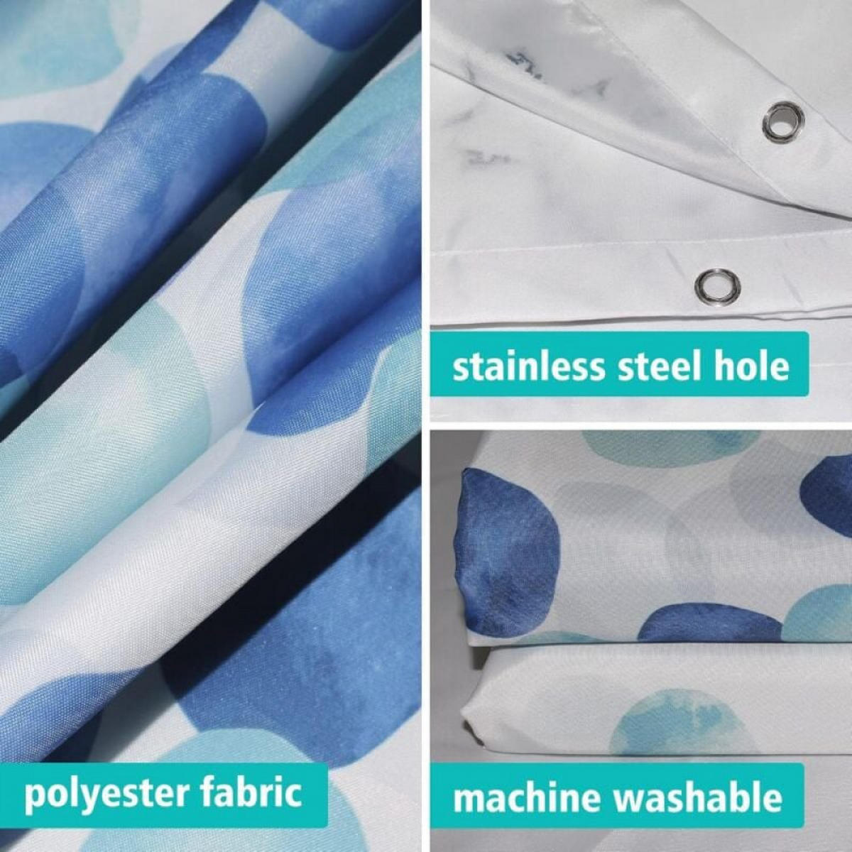 DUSCHVORHANG schlicht Blätter abstrakt bedruckt Polyester mit Haken - Grün, Textil (180/180cm) - MCBOSON