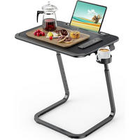 BEISTELLTISCH mit Tablet-Schlitz und Getränkehalter, höhen- und winkelverstellbar, 55 x 39 cm, Schwarz - Schwarz, Kunststoff (54.9/72.4/39.9cm)