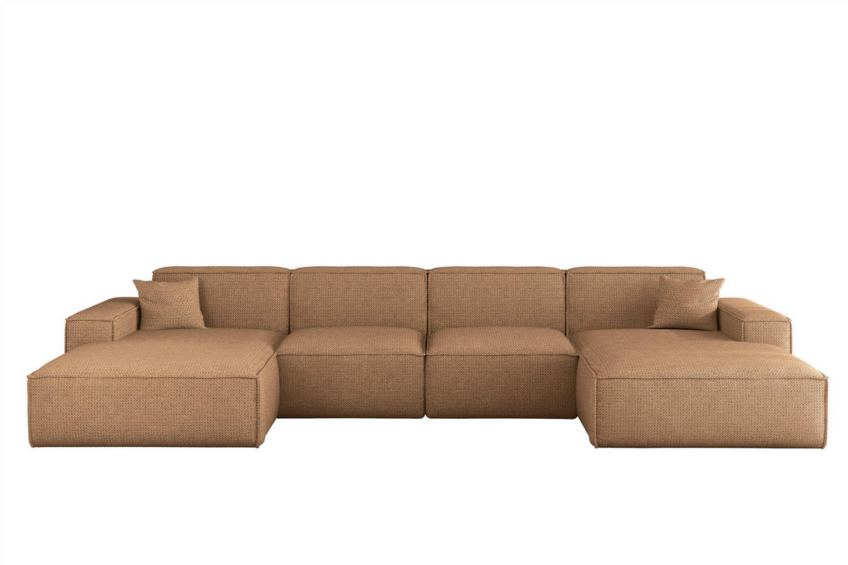 WOHNLANDSCHAFT Celes Premium In Artico - Rotbraun, Holzwerkstoff/Textil (378/73/165cm) - Fun Möbel