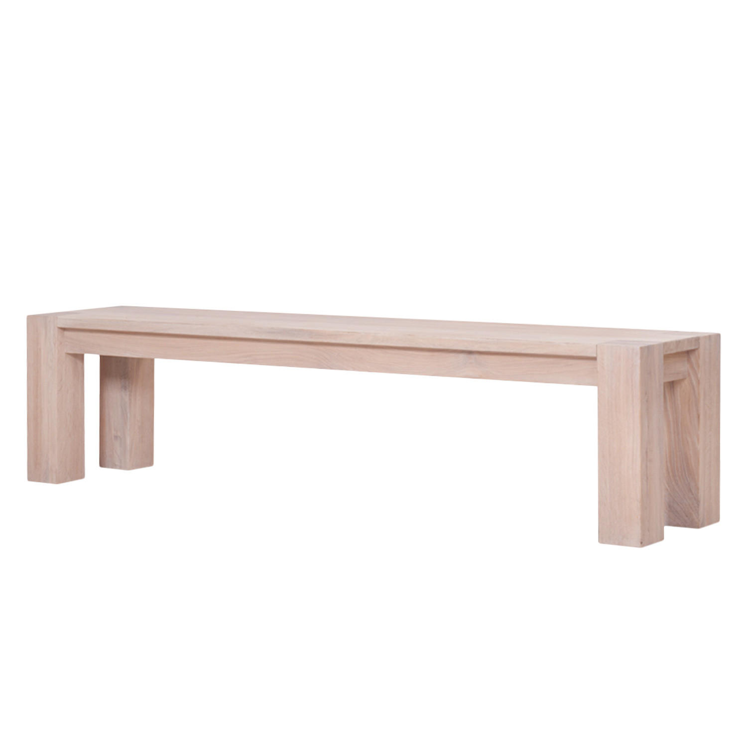 SITZBANK - Eiche massiv - Eichefarben, Holz (185/45/39cm) - home24