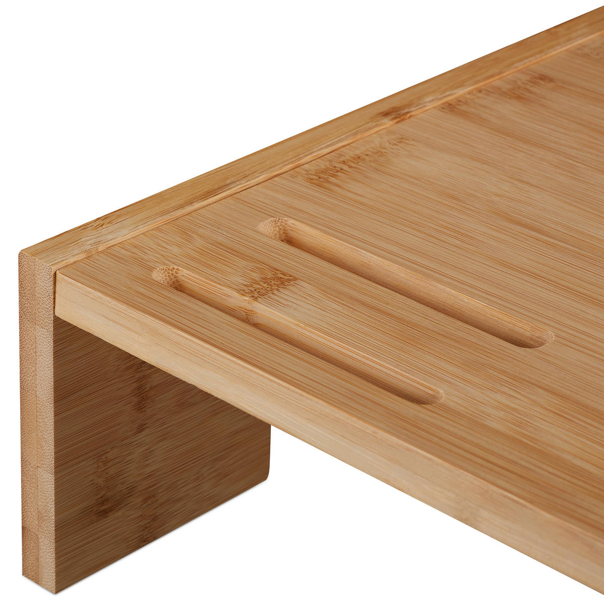 MONITORSTÄNDER Natur Bambus mit Fächern - Hellbraun, Holz (28/41/10.5cm) - Relaxdays